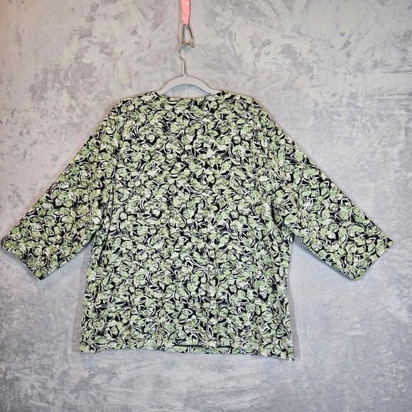 JM Collection Womans 3X Floral Lace blouse Black/Green lined Office casual - Picture 6 of 14